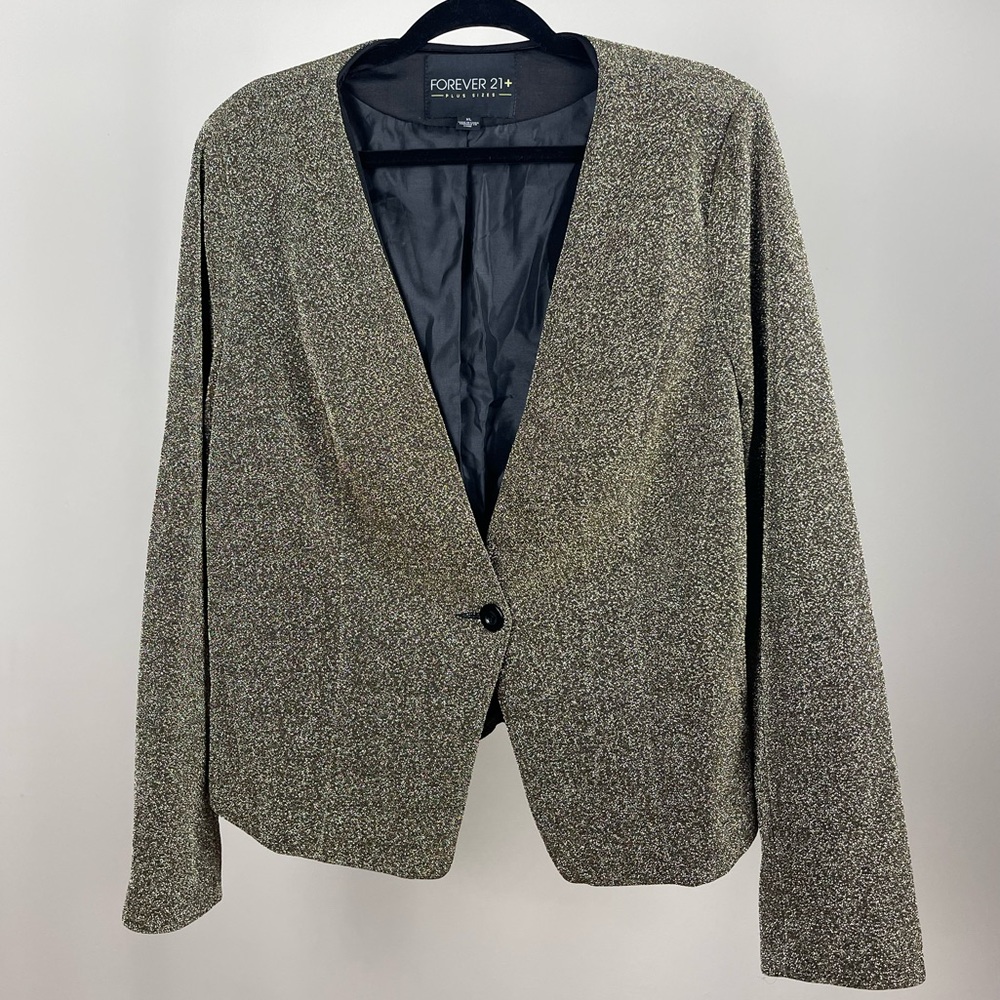 Forever 21 Gold Shimmer Blazer Sz XL New Years Outfit
